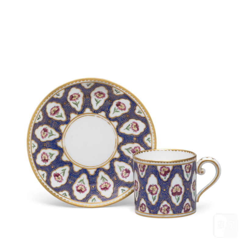 A Sèvres blue-ground cup and saucer (gobelet litron et soucoupe), dated 1775